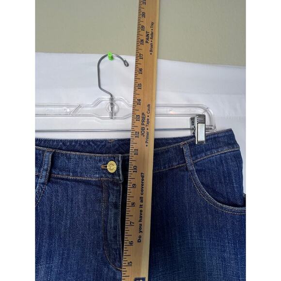 St. John Sport Women's Size 8 Blue Straight Leg Zip Up Denim Distressed Jeans - Picture 6 of 7